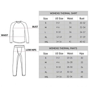 2 & 4 Piece: Womens Thermal Underwear Set - Thermal Underwear for Women Fleece Lined Top & Bottom Long Johns