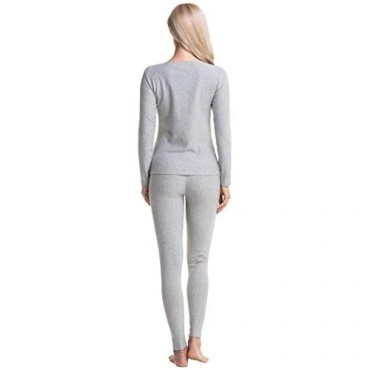 Aifer Women's Crewneck Thermal Underwear Long Johns Set Base Layer Top & Bottom Fleece Lined