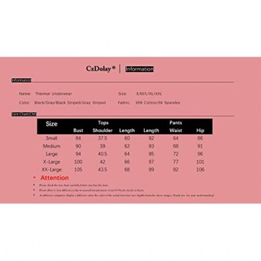 CzDolay Cotton Baser Layer 2PCS Thermal Sets Womens Lightweight Underwear Soft Knit Top & Bottom S-XXL