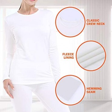 JTANIB Thermal Underwear for Women Fleece Lined Basic Long John Set Ultra Soft S-XXL