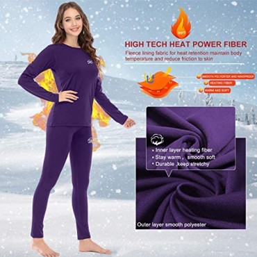 MEETWEE Thermal Underwear for Women Winter Base Layer Top & Bottom Set Long Johns with Fleece Lined