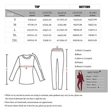 MEETWEE Thermal Underwear for Women Winter Base Layer Top & Bottom Set Long Johns with Fleece Lined
