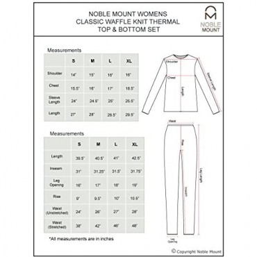 Noble Mount Womens Classic Waffle Knit Thermal Top and Bottom Set