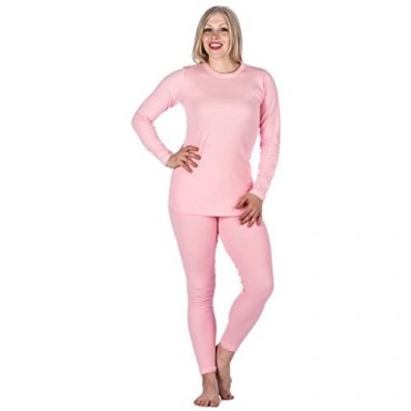Noble Mount Womens Classic Waffle Knit Thermal Top and Bottom Set