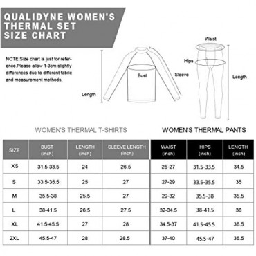qualidyne Women’s Thermal Underwear Ultra-Soft Base Layer Long Johns Set Winter Sports Top and Bottom Suits