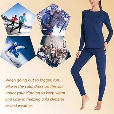 Thermal Underwear for Women Fleece Lined Basic Long John Set Ultra Soft