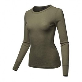 A2Y Women's Basic Solid Long Sleeve Crew Neck Fitted Thermal Top Shirt