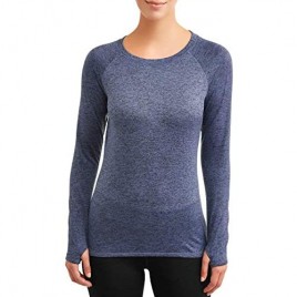 Cuddl Duds Climate Right Plush Warmth Base Layer Soft Long Sleeve Crew with Thumbholes
