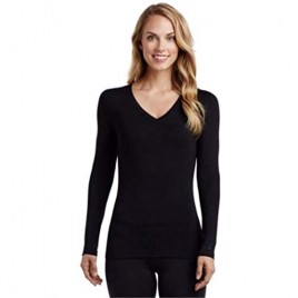 Cuddl Duds Softwear with Stretch Long Sleeve V-Neck Top for Women