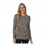 Cuddl Duds Women's Softwear with Stretch Long Sleeve Crew Neck Top (Brown Cheetah  X-Small)