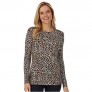 Cuddl Duds Women's Softwear with Stretch Long Sleeve Crew Neck Top (Cheetah  Small)