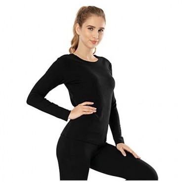 MANCYFIT Womens Thermal Top Double Fleece Lined Shirts Seamless Base Layer