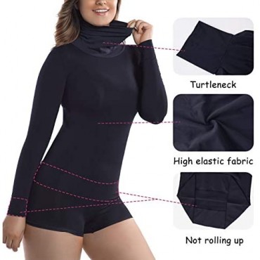 +MD Women's Thermal Underwear Top Compression Long Sleeve Shirt Turtleneck Undershirt Basic Shapewear