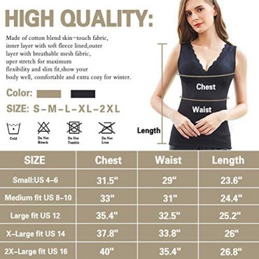 MS.ING Womens V-Neck Fleece Lined Tank Top Thermal Underwear Camisole Basic Cami for Winter