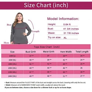 NUONITA Womens Thermal Tops Plus Size Fleece Lined Underwear Shirt Long Sleeve Base Layer