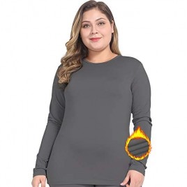 NUONITA Womens Thermal Tops Plus Size Fleece Lined Underwear Shirt Long Sleeve Base Layer