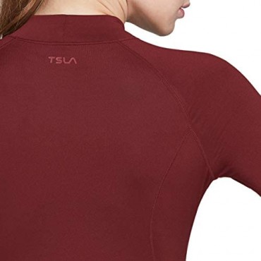 TSLA 1 or 2 Pack Women's Thermal Long Sleeve Tops Mock Turtle & Crew Neck Shirts Fleece Lined Compression Base Layer