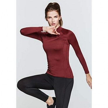 TSLA 1 or 2 Pack Women's Thermal Long Sleeve Tops Mock Turtle & Crew Neck Shirts Fleece Lined Compression Base Layer