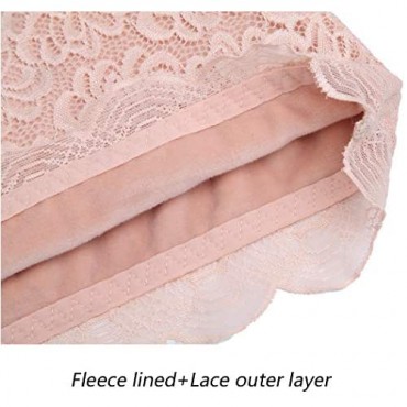 Women Sleeveless Thermal Fleece Lined Tank Tops Vest Lace Underwear with Built-in Bra Pad Plus Size (Black)
