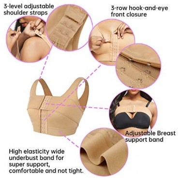 CINDYLOVER Women's Post Surgical Bra Front Closure Bra Post Surgery Posture Corrector Shapewear Tops with Breast Support Band