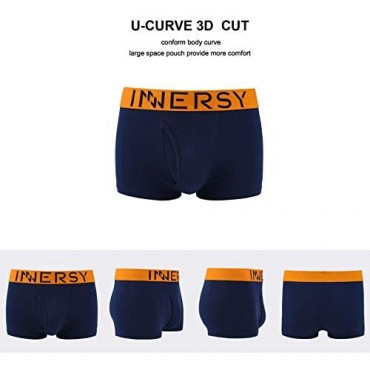 INNERSY Mens Trunks Low Rise Cotton Stretch Underwear with Pouch 4 Pack