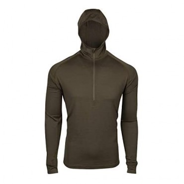 7EVEN Clothing CO Mens 100% Lightweight Merino Wool Hooded Long Sleeve Shirt 190 GSM
