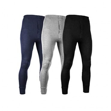Andrew Scott Men's 3 Pack Premium Cotton Base Layer Long Thermal Underwear Pants