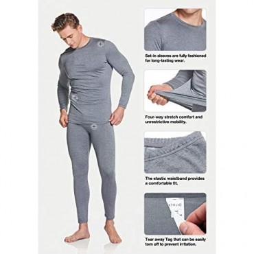 ATHLIO Men's Thermal Compression Pants & Shirts Microfiber Soft Warm Base Layer Winter Cold Weather Top & Bottom Set