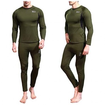EXEKE Men's Thermal Underwear Set Fleece Lined Long Johns Warm Athletic Base Layer Top & Bottom