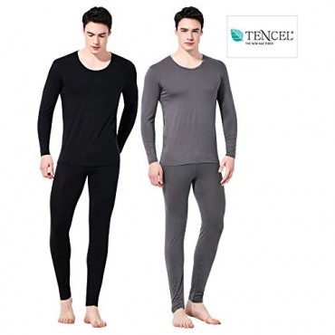 Feelvery Men's Natural Ultra-Soft Premium Tencel Silk Long Johns Thermal Underwear Set