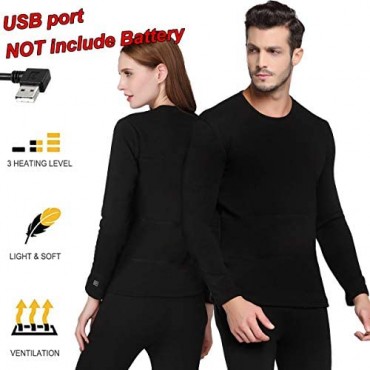 FERNIDA Insulated Heating Underwear Washable USB Electric Heated Thermal Long Sleeve T Shirts or Pants(Battery Not Included)