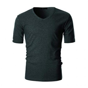 GIVON Mens Slim Fit ComfortSoft Cotton Short Sleeve Lightweight V Neck T-Shirt