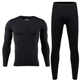 HEROBIKER Mens Thermal Underwear Set Skiing Winter Warm Base Layers Tight Long Johns Top and Bottom Set with Fleece Lined
