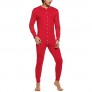 Hotouch Men's One Piece Pajama Long Thermal Union Suit Button Down Pajamas S-XXL