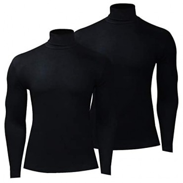 HTB Men's 1-2 Pack Long Sleeve T Shirts Big and Tall Slim Fit Cotton Pullover Base Layer Tops