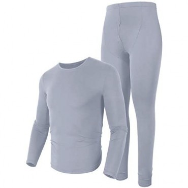 iWoo Men Long Thermal Underwear 2 Pieces Breathable Elastic Thin Johns Sets