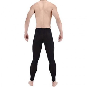 LinvMe Men's Ice Silk See Through Long Pants Slim Leggings Tights