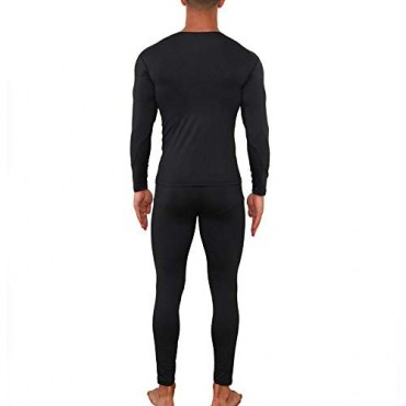 Lovexotic Men's Ultra Soft Long Johns Set V-Neck Lined Seamless Thermal Underwear Long Sleeve Base Layer with Fleece Lined