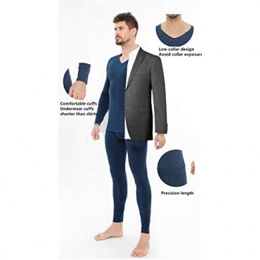 Men's Soft Thermal Underwear Long Johns Set with Thin Fleece Lined Base Layer Winter Warm Top & Bottom