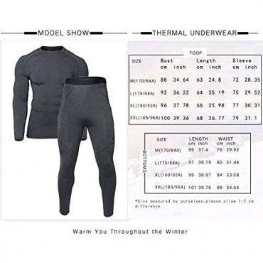 Mens Thermal Underwear Sets Base Layer Warm Top & Bottom Compression Winter Ultra Soft Gear Sport Long Johns Set for Men