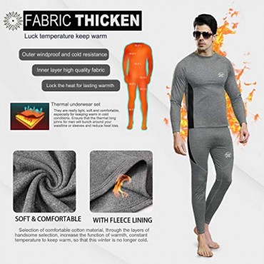 Men's Thermal Underwear Wintergear Fleece Long Johns Compression Base Layer Set Skiing Warm Top & Bottom