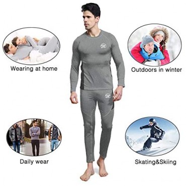 Men's Thermal Underwear Wintergear Fleece Long Johns Compression Base Layer Set Skiing Warm Top & Bottom