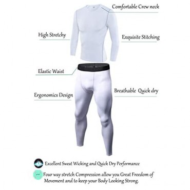 Men's Ultra Soft Thermal Underwear Long Johns Set Compression Top and Bottom