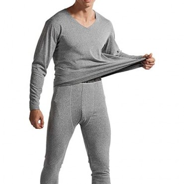 MoFiz Mens Thermals Underwear Warm Top & Bottom Long John Set Loungewear with Fleece Lined Button Fly