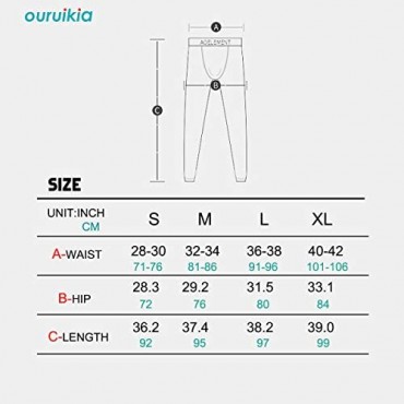 Ouruikia Men's Thermal Underwear Pants Modal Long Johns Tagless Lightweight Thermal Bottoms Separate Pouch