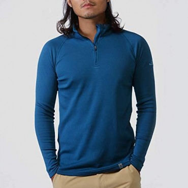 TAKODA Men's Thermal Underwear Shirt Base Layer Fleece Lined 1/4 Zip Top
