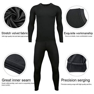 Therma Ultra-Soft Tagless Thermal Underwear - Mens Long Johns Set Base Layer Fleece Lined