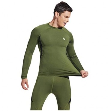 UNIQUEBELLA Men's Thermal Underwear Sets Top & Long Johns Fleece Sweat Quick Drying Thermo Base Layer