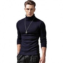 XShing Mens Long Sleeve Turtleneck T Shirts Stretchy Slim Fit Athletic Warm Sweater
