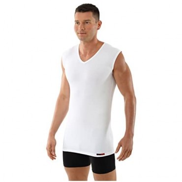 ALBERT KREUZ Men's Sleeveless v-Neck Business Undershirt Stretch Cotton White